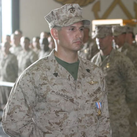 Frank Simmons receives the Silver Star for his actions during the Battle of Shewan (August 8, 2008), in Afghanistan.